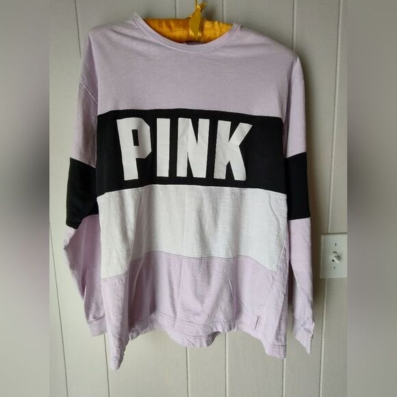 PINK Colorblock Long Sleeve Shirt Medium - Picture 1 of 5